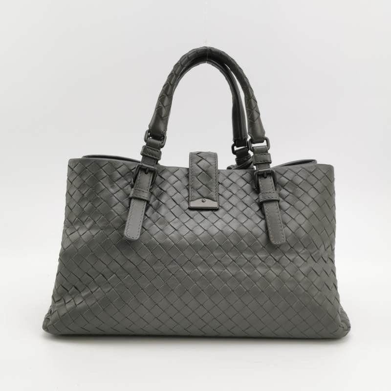 Bottega Veneta Roma Handbag Intrecciato Nappa Leather Grey Small 30cm 1