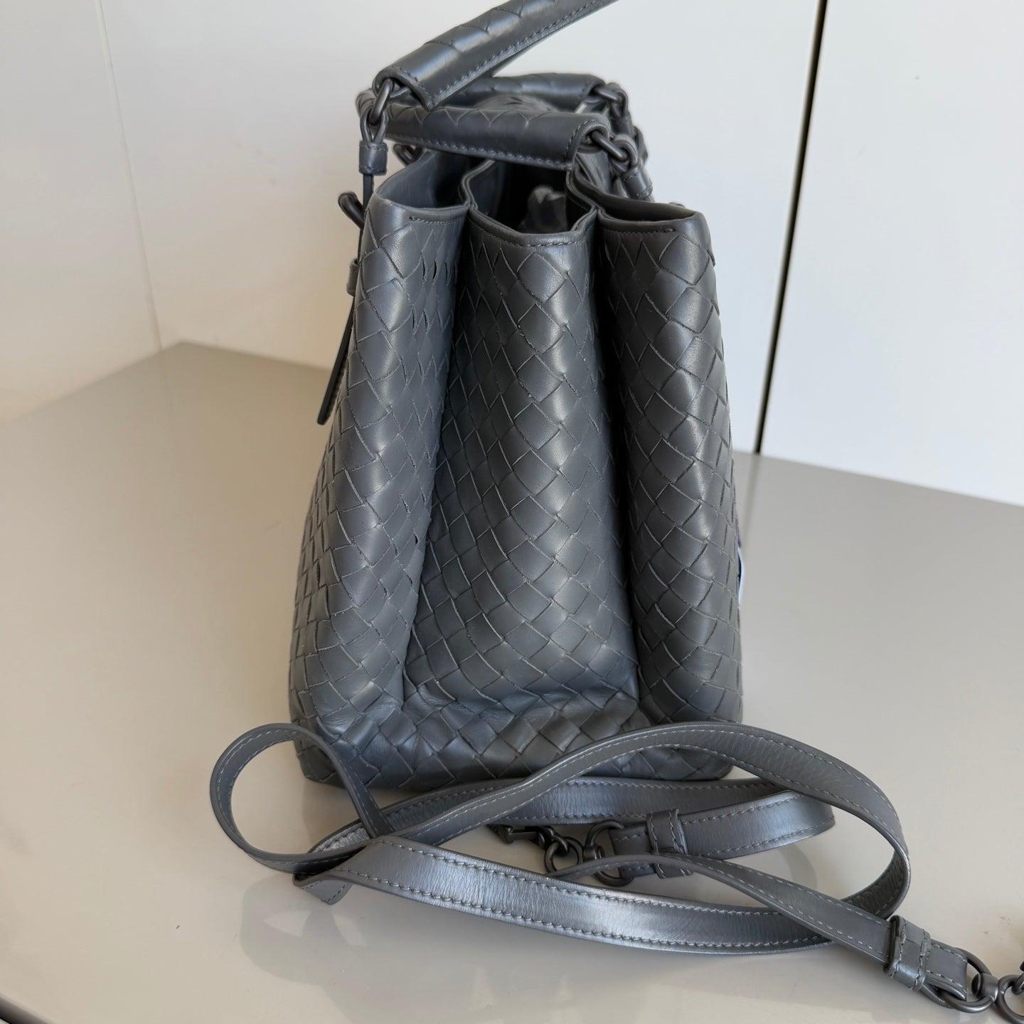 Bottega Veneta Roma Handbag Intrecciato Nappa Leather Grey Small 30cm For Sale 1