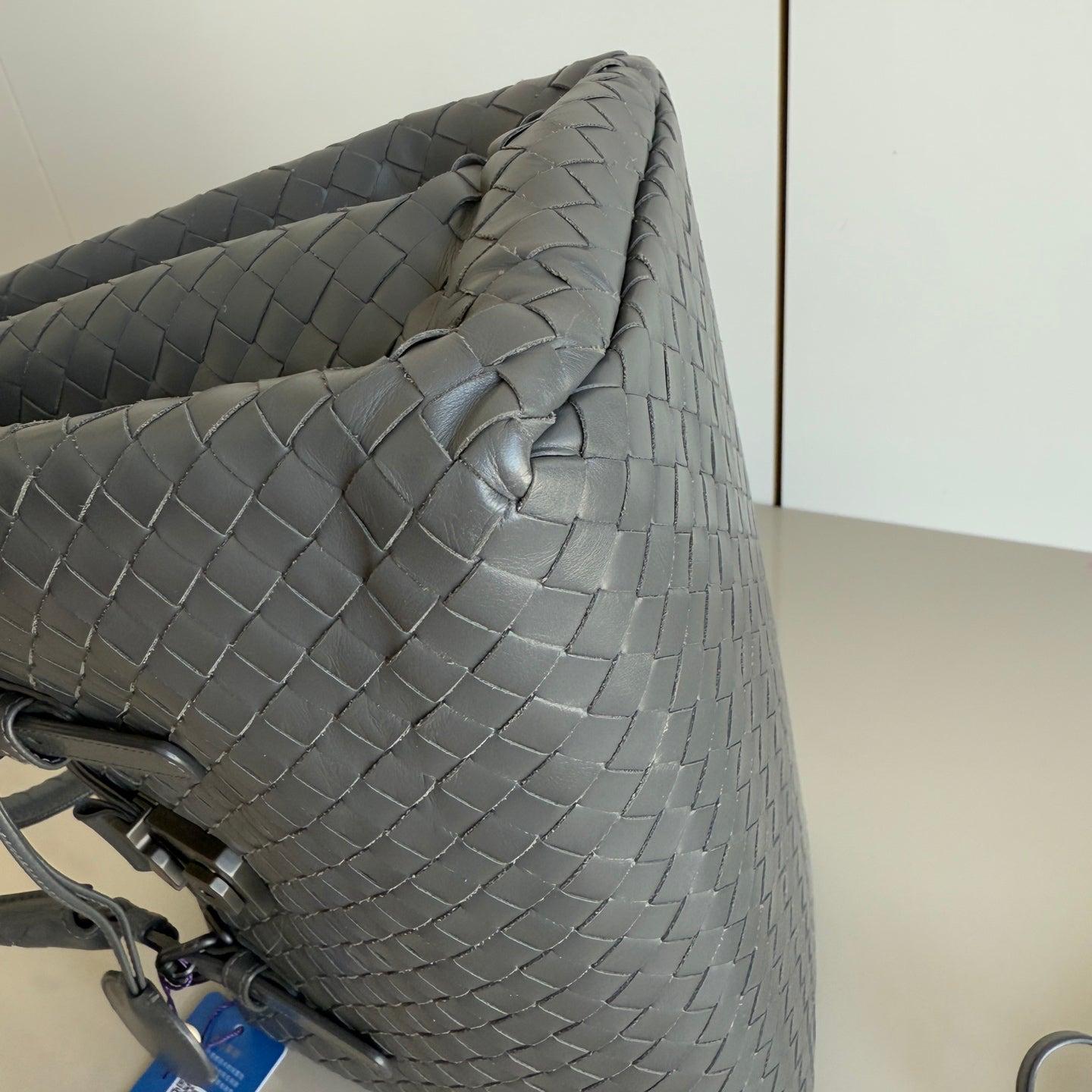 Bottega Veneta Roma Handbag Intrecciato Nappa Leather Grey Small 30cm For Sale 2
