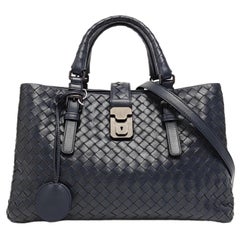 Bottega Veneta Roma Handtasche Intrecciato Nappaleder Navy Klein 30cm