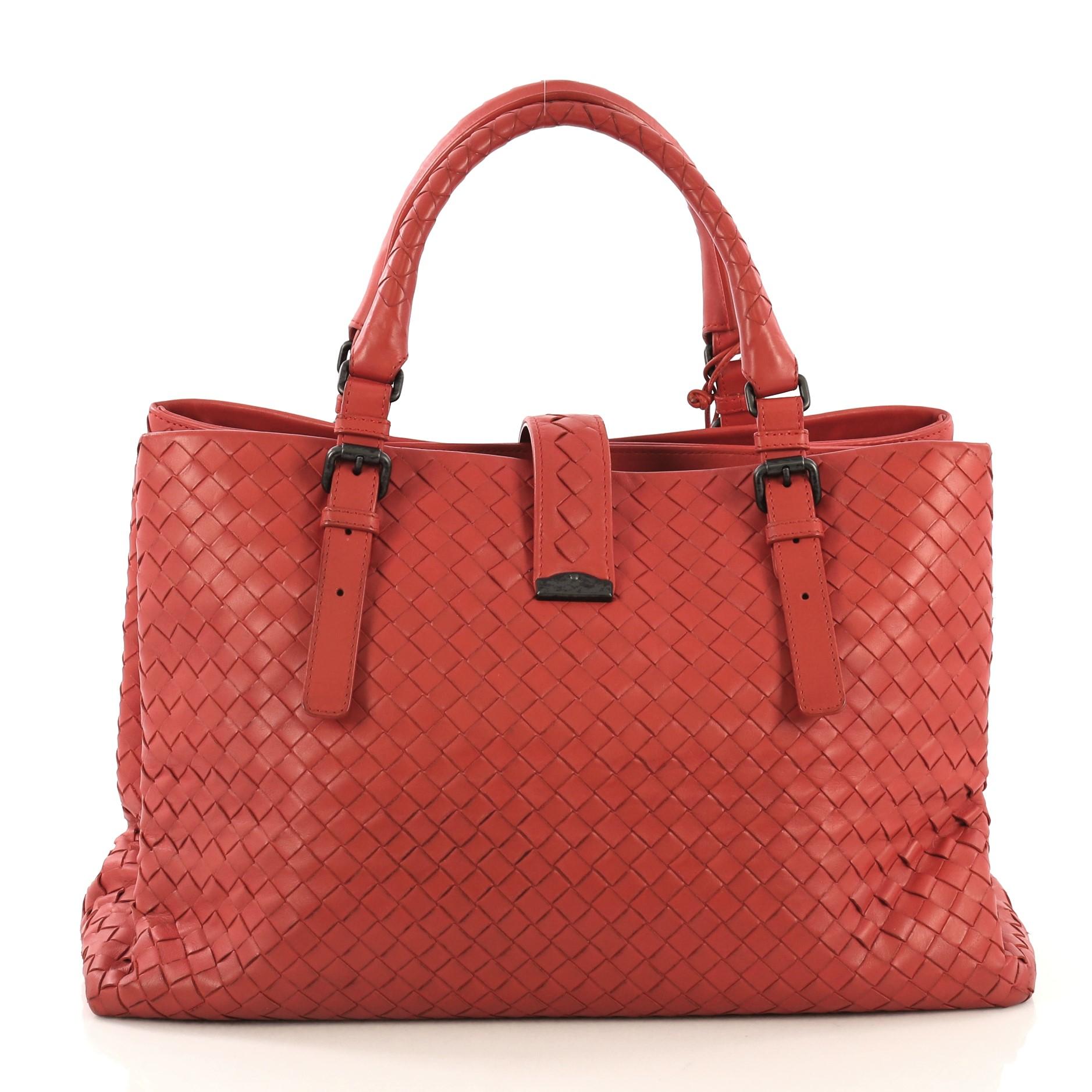 Pink Bottega Veneta Roma Handbag Intrecciato Nappa Medium
