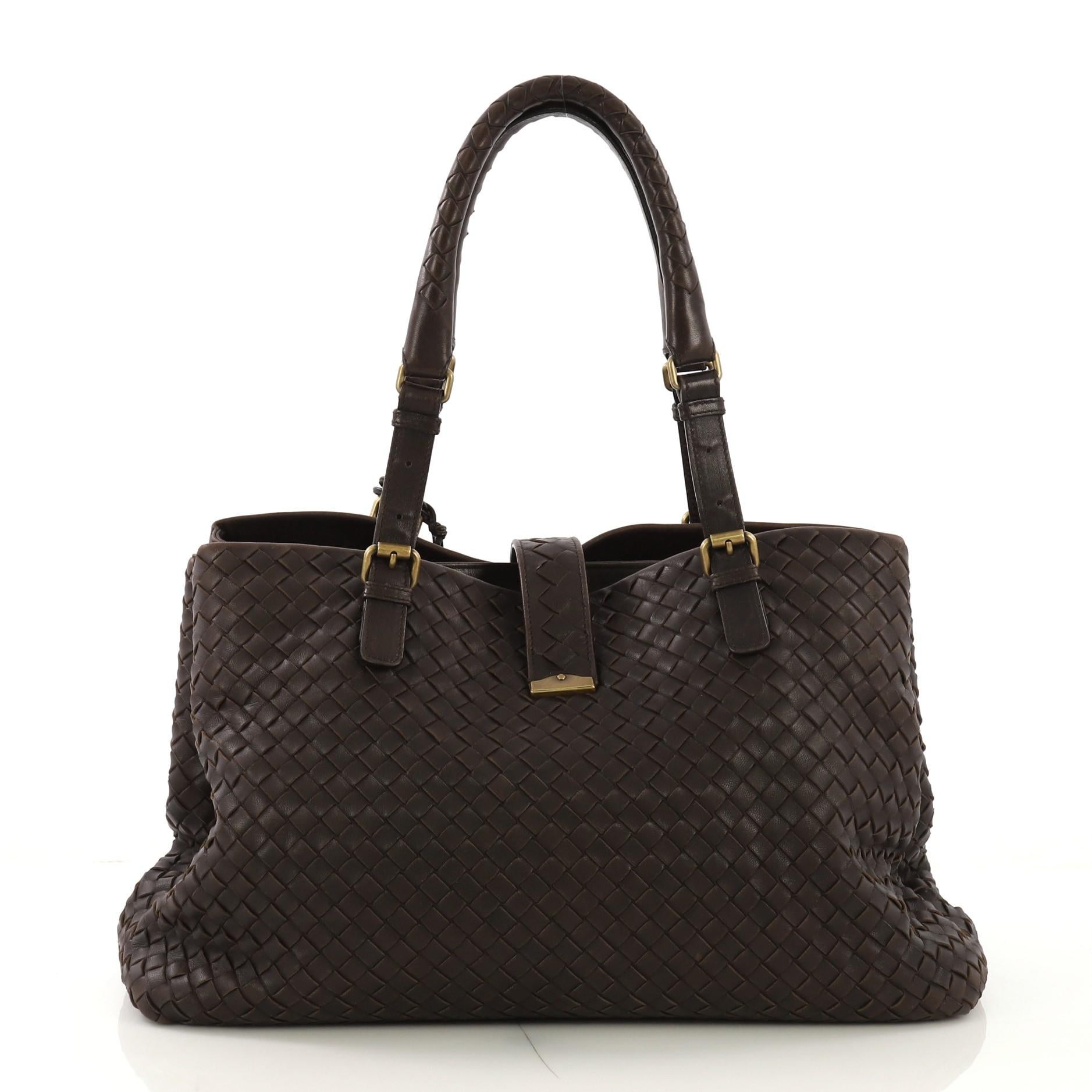 Bottega Veneta Roma Handbag Intrecciato Nappa Medium In Fair Condition In NY, NY