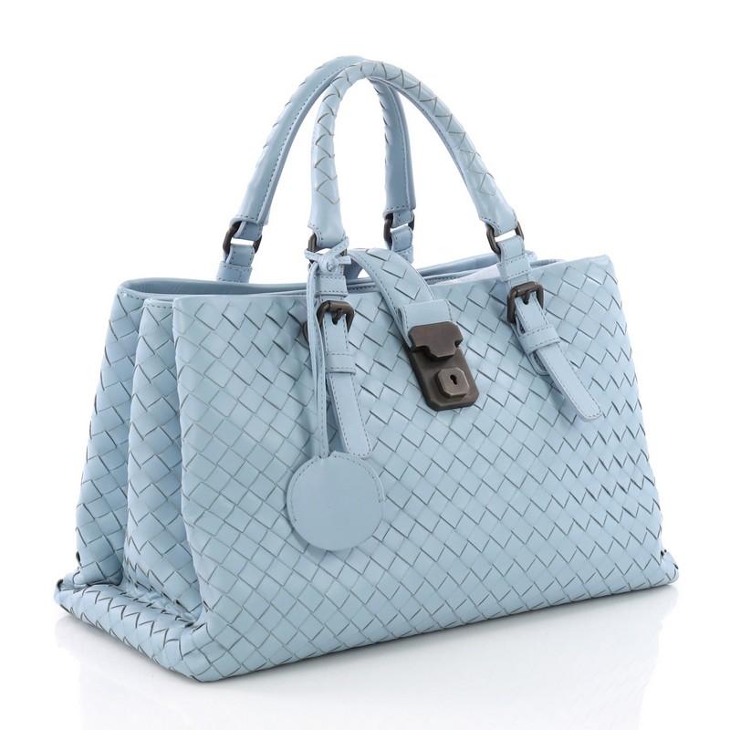 Blue Bottega Veneta Roma Handbag Intrecciato Nappa Small