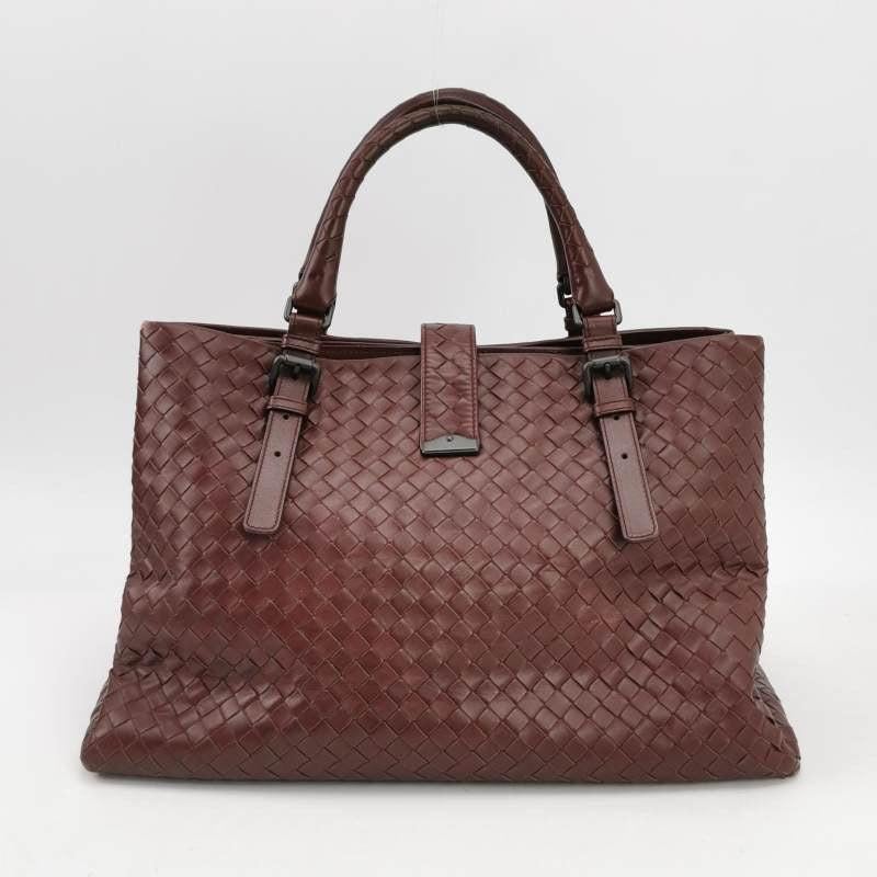 Bottega Veneta Roma Handbag Bag Intrecciato Nappa Leather Wine Burgundy Large 35cm
 These are professional photos of the actual bag.
 This Bottega Veneta Roma Bag is an exceptional piece of luxury, crafted from high quality nappa leather with the