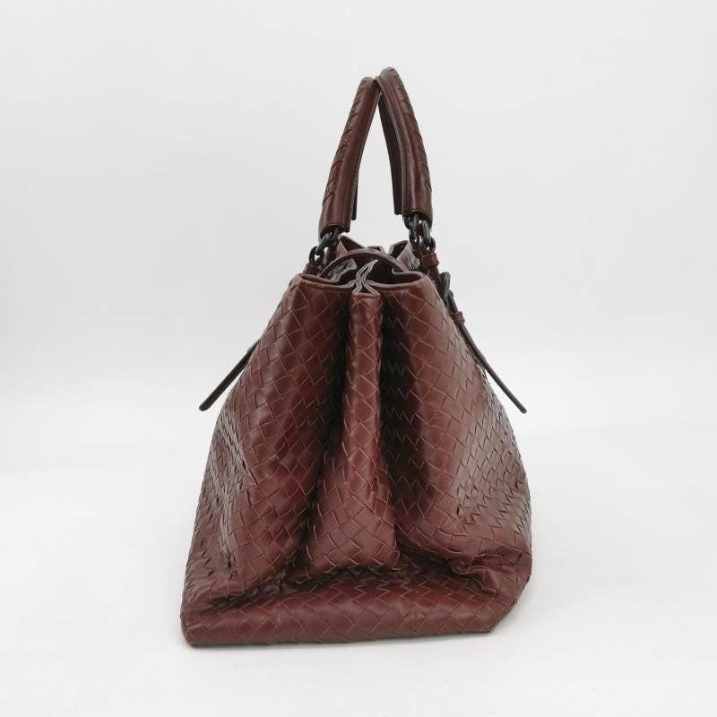 Brown Bottega Veneta Roma Intrecciato Nappa Leather Wine Burgundy Large 35cm