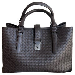 Bottega Veneta Roma Large Intrecciato Nappa Leather Dark Brown 35cm