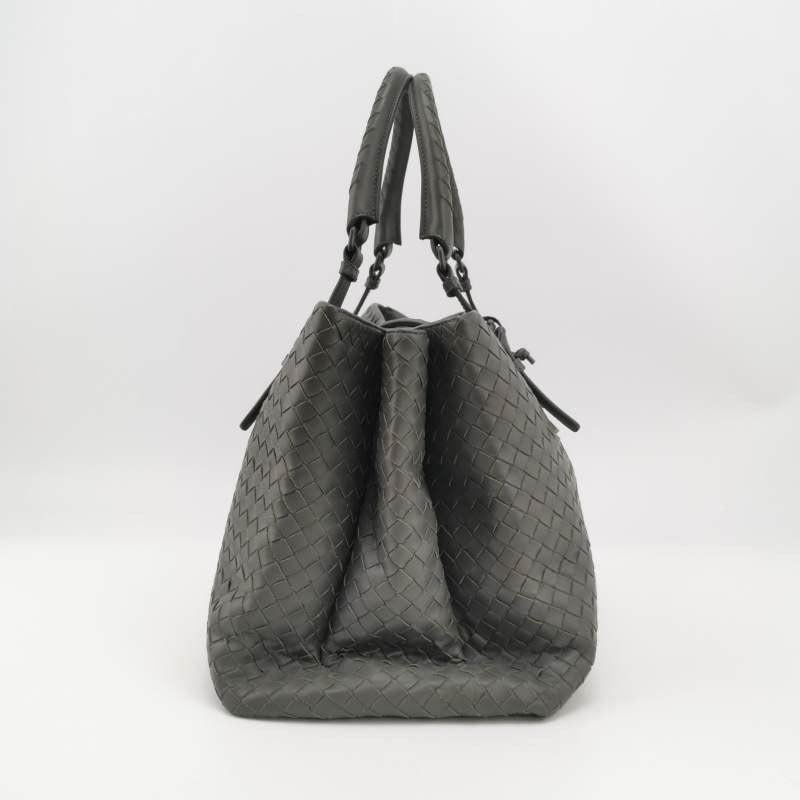 Gray Bottega Veneta Roma Large Intrecciato Nappa Leather Grey 35cm