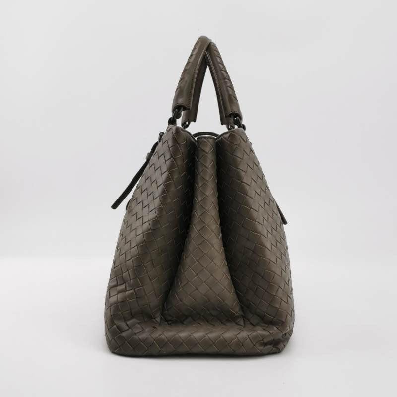 Black Bottega Veneta Roma Large Intrecciato Nappa Leather Grey 35cm