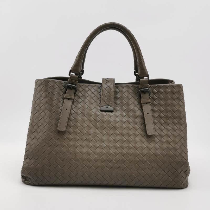 Women's Bottega Veneta Roma Large Intrecciato Nappa Leather Grey 35cm