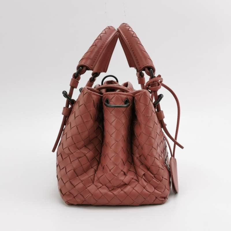 Brown Bottega Veneta Roma Mini Bag Intrecciato Nappa Leather Pink 25cm