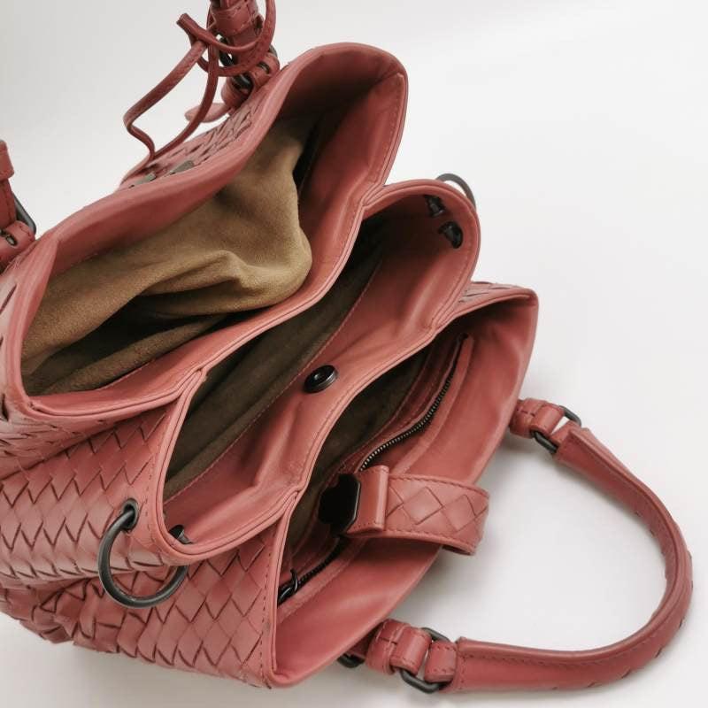 Bottega Veneta Roma Mini Bag Intrecciato Nappa Leather Pink 25cm In Good Condition In AUBERVILLIERS, FR