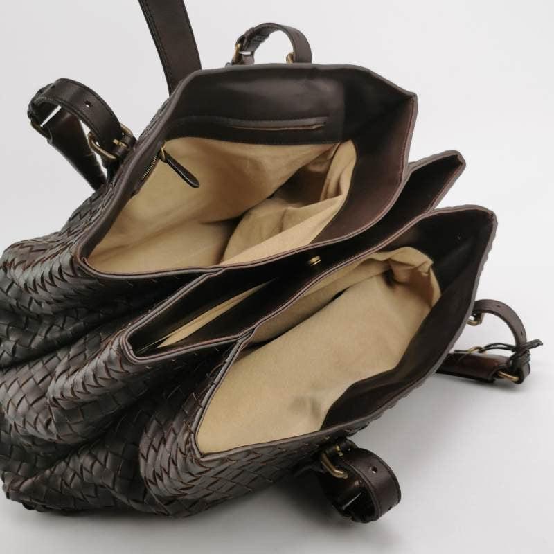 Women's Bottega Veneta Roma Tote Intrecciato Lambskin Leather Dark Chocolate Brown 40cm