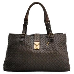 Bottega Veneta Roma Tote Intrecciato Lambskin Leather Dark Chocolate Brown 40cm