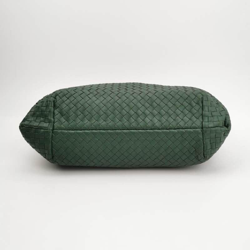 Black Bottega Veneta Roma Tote Intrecciato Lambskin Leather Dark Green 40cm