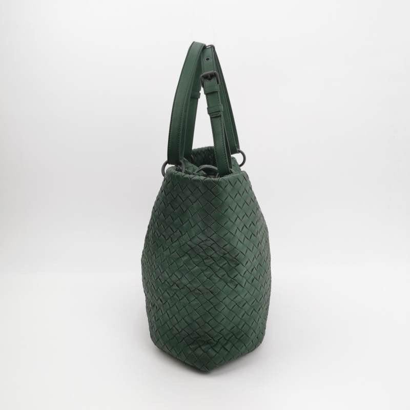 Women's Bottega Veneta Roma Tote Intrecciato Lambskin Leather Dark Green 40cm