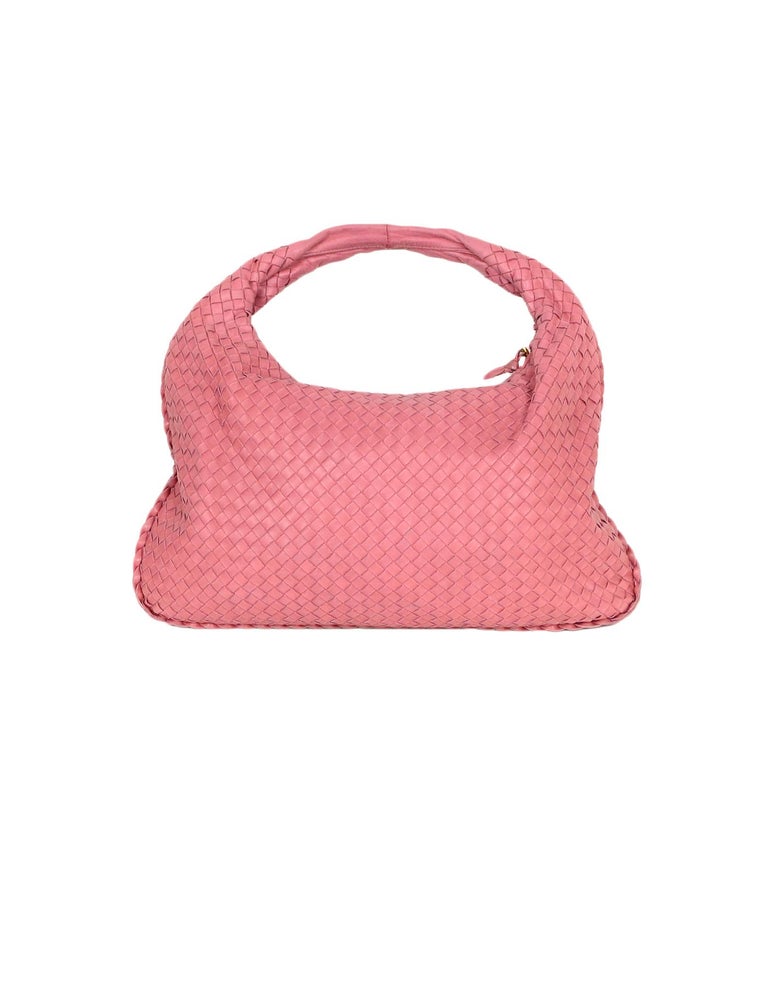 Bottega Veneta Rose Pink Nappa Intrecciato Woven Leather Large Hobo Bag For  Sale at 1stDibs