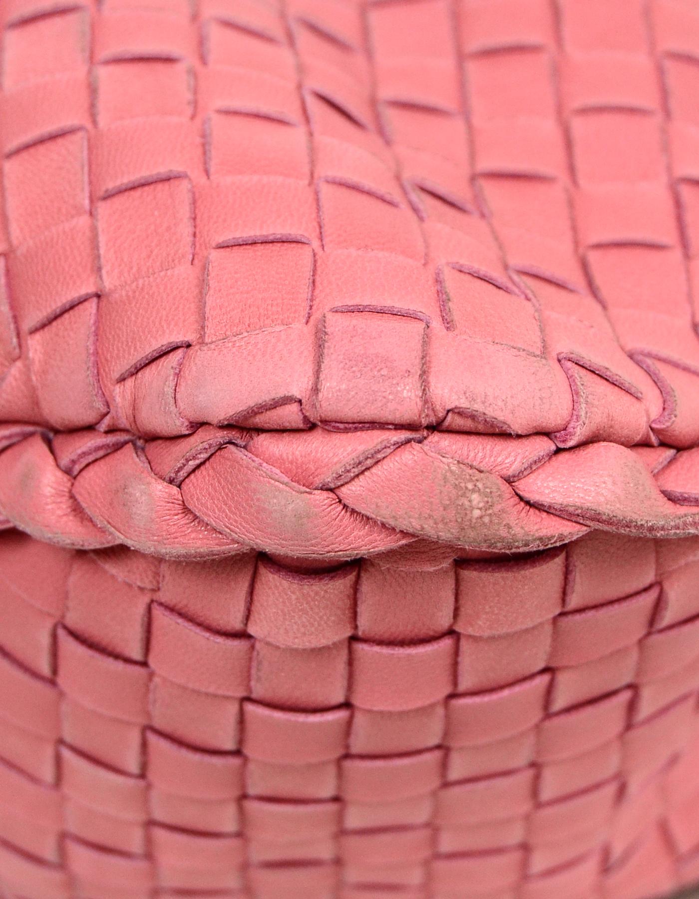 Women's Bottega Veneta Rose Pink Nappa Intrecciato Woven Leather Large Hobo Bag