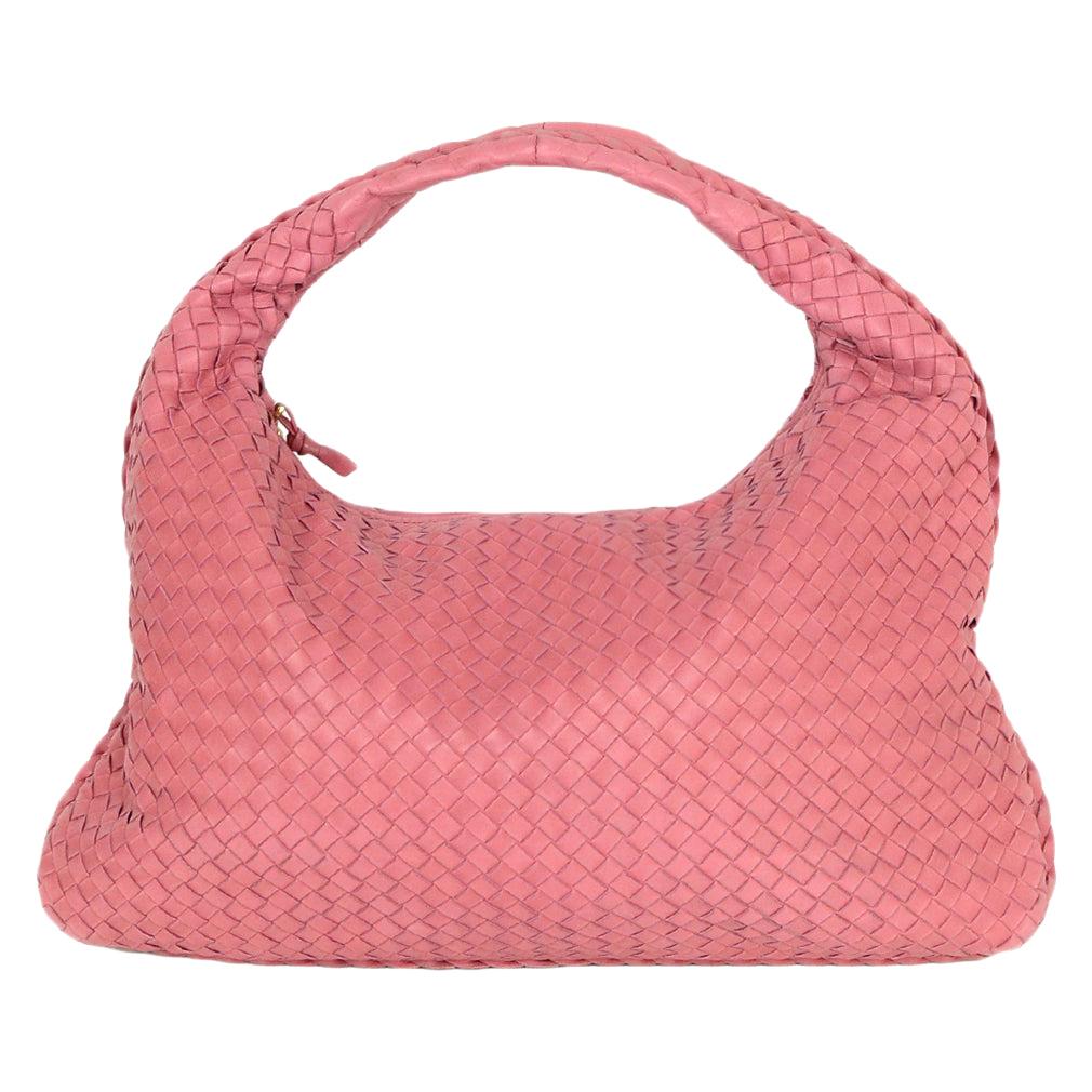 Bottega Veneta Rose Pink Nappa Intrecciato Woven Leather Large Hobo Bag