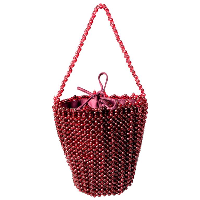 Bottega Veneta Ruby Red Beaded Handbag