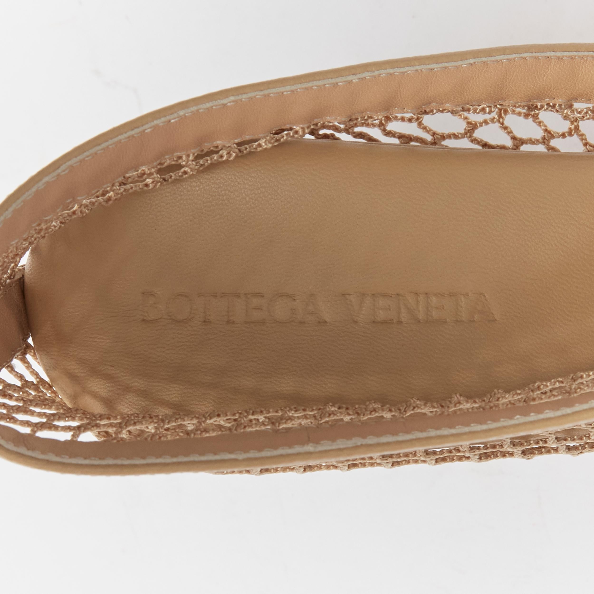 BOTTEGA VENETA Runway Daniel Lee beige fishnet gold ankle chain high heel EU39 For Sale 4