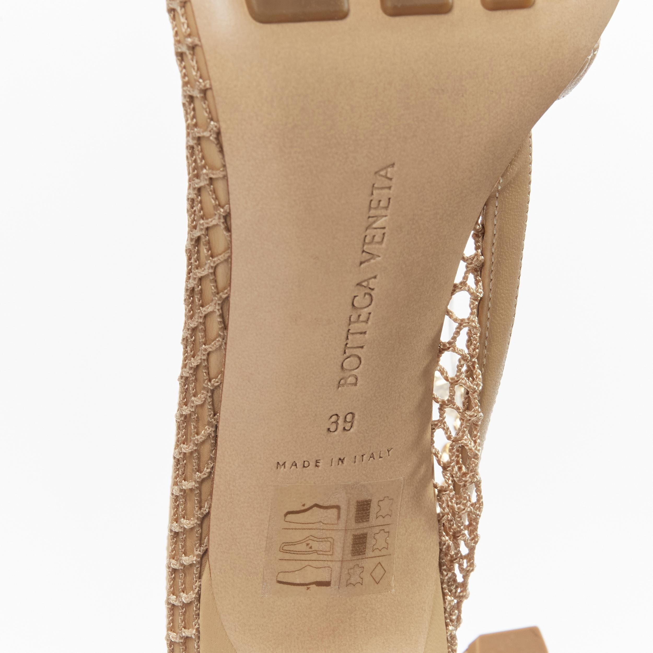 BOTTEGA VENETA Runway Daniel Lee beige fishnet gold ankle chain high heel EU39.5 For Sale 6