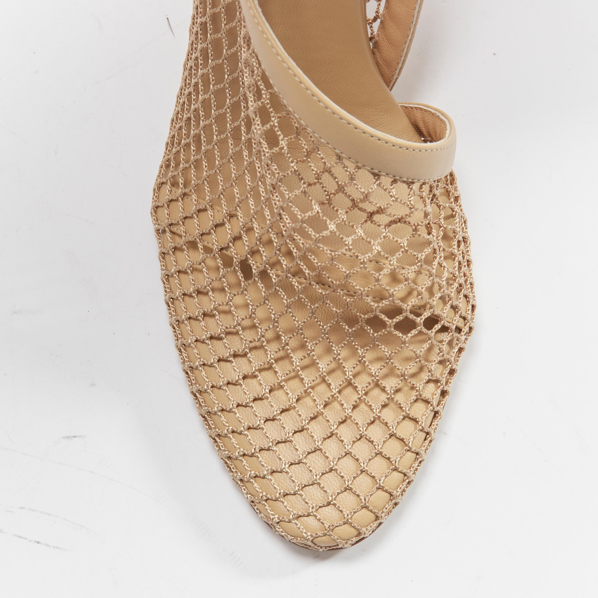 BOTTEGA VENETA Runway Daniel Lee beige fishnet gold ankle chain high heel EU39.5 For Sale 1