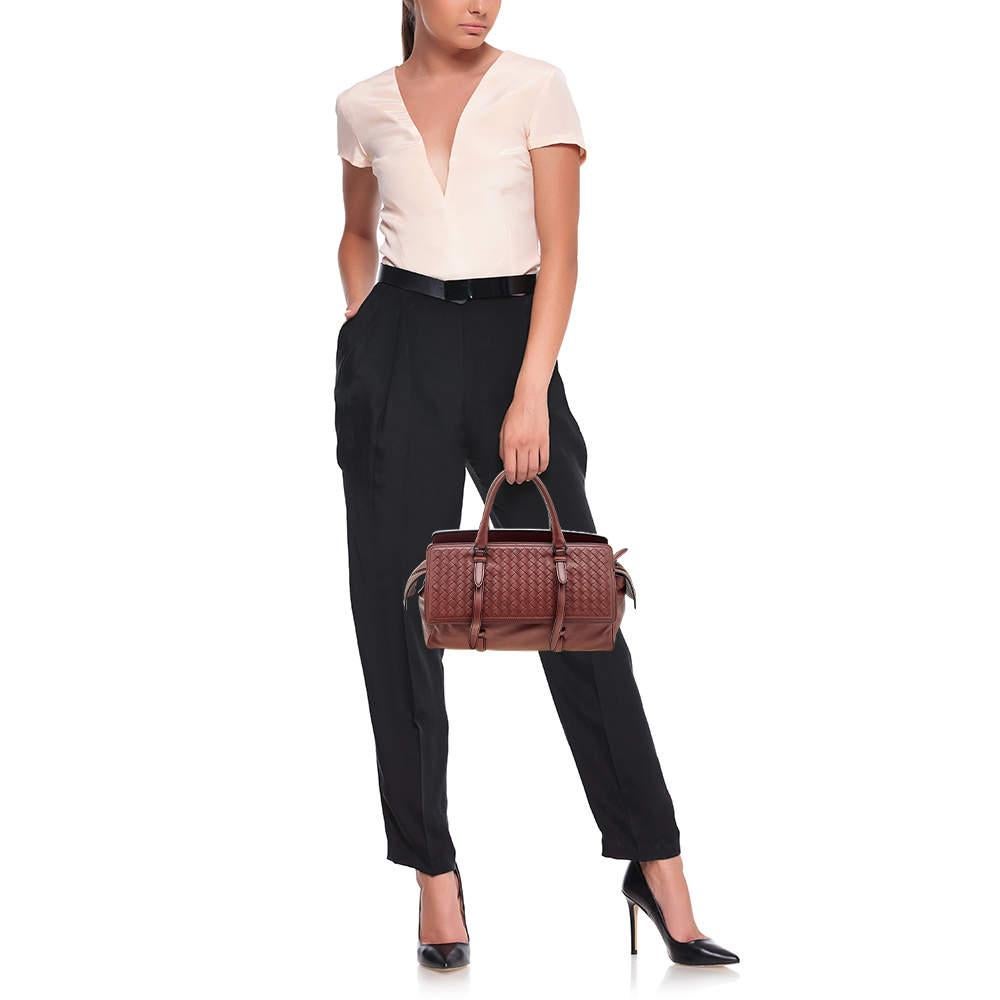 Bottega Veneta Rust Red Intrecciato Leather Monaco Satchel In Good Condition In Dubai, Al Qouz 2