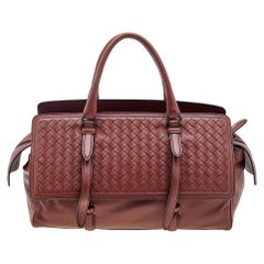 Bottega Veneta Rust Red Intrecciato Leather Monaco Satchel