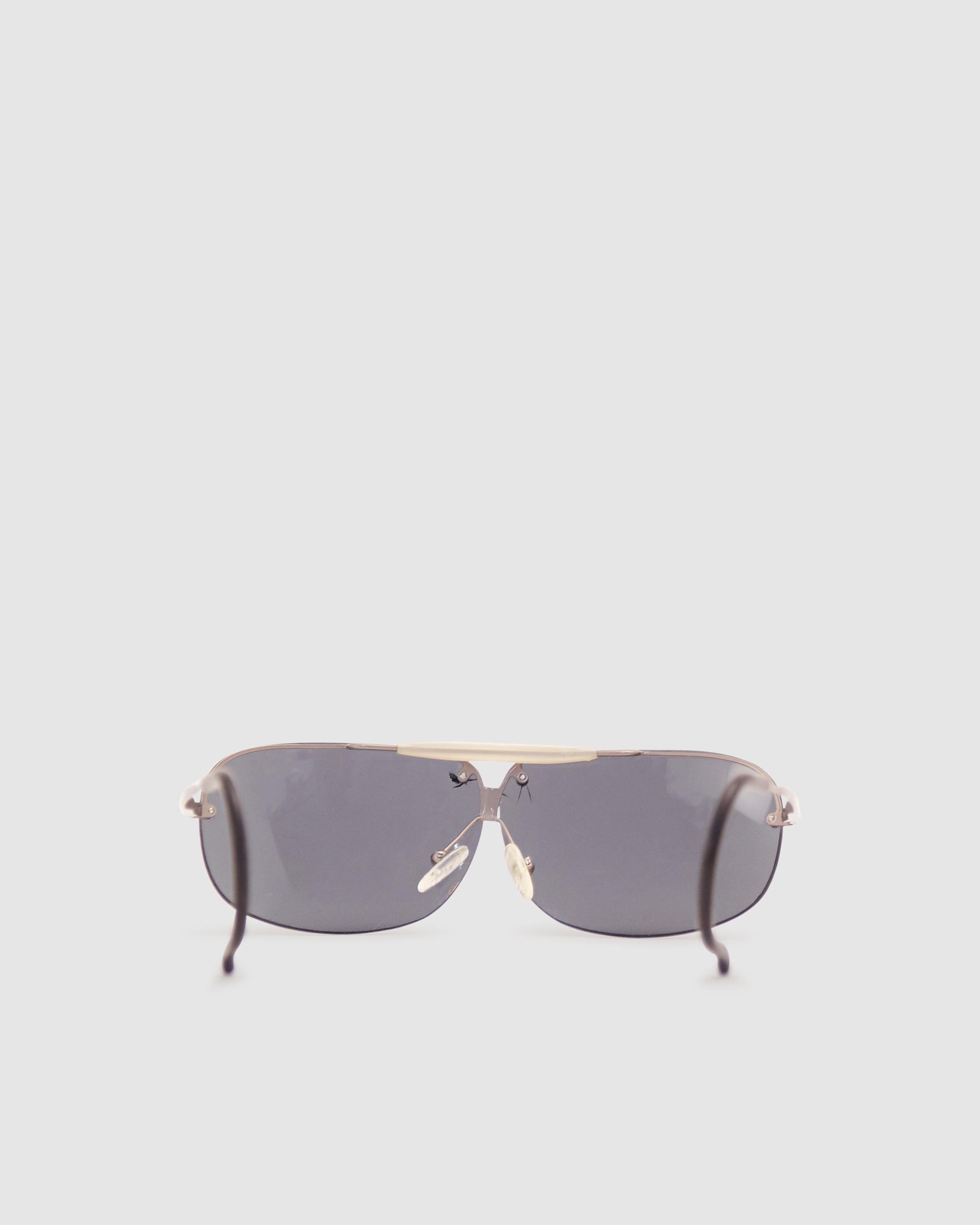 Women's Bottega Veneta S/S 1999 silver aviator mirror sunglasses For Sale