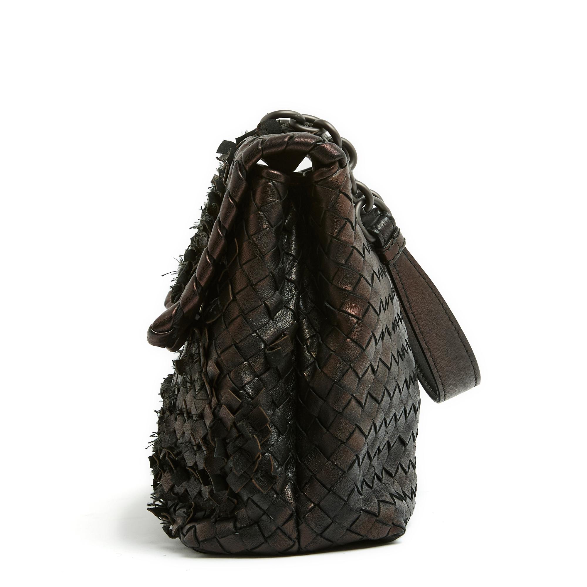 Women's or Men's Bottega Veneta Sac Olimpia GM Intrecciato Brown bronze Leather Bag For Sale
