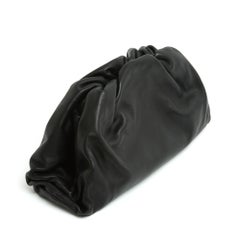 Bottega Veneta Sac Pouch Maxi Pochette Black Leather Clutch Hand Bag New