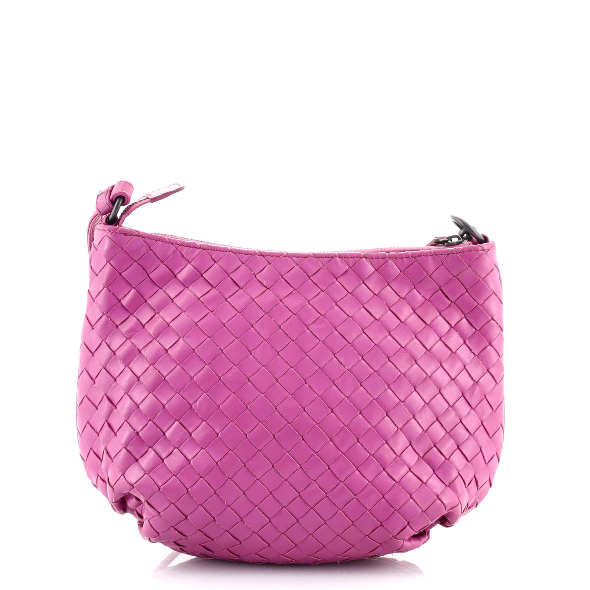 Pink Bottega Veneta Saddle Zip Messenger Bag Intrecciato Nappa Mini