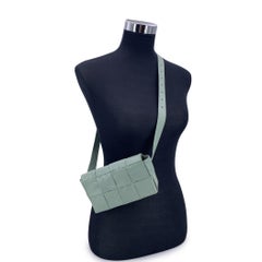Bottega Veneta Sage Green Leather Intreccio Cassette Waist Bag