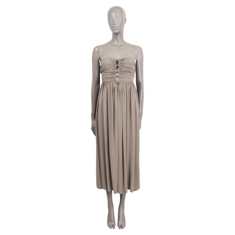 BOTTEGA VENETA sage green silk BUSTIER MIDI Dress 42 S For Sale at