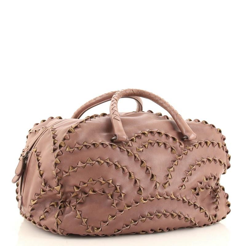 Bottega Veneta Bolso San Marco Bowling Piel con Detalle Intrecciato Larg Marrón