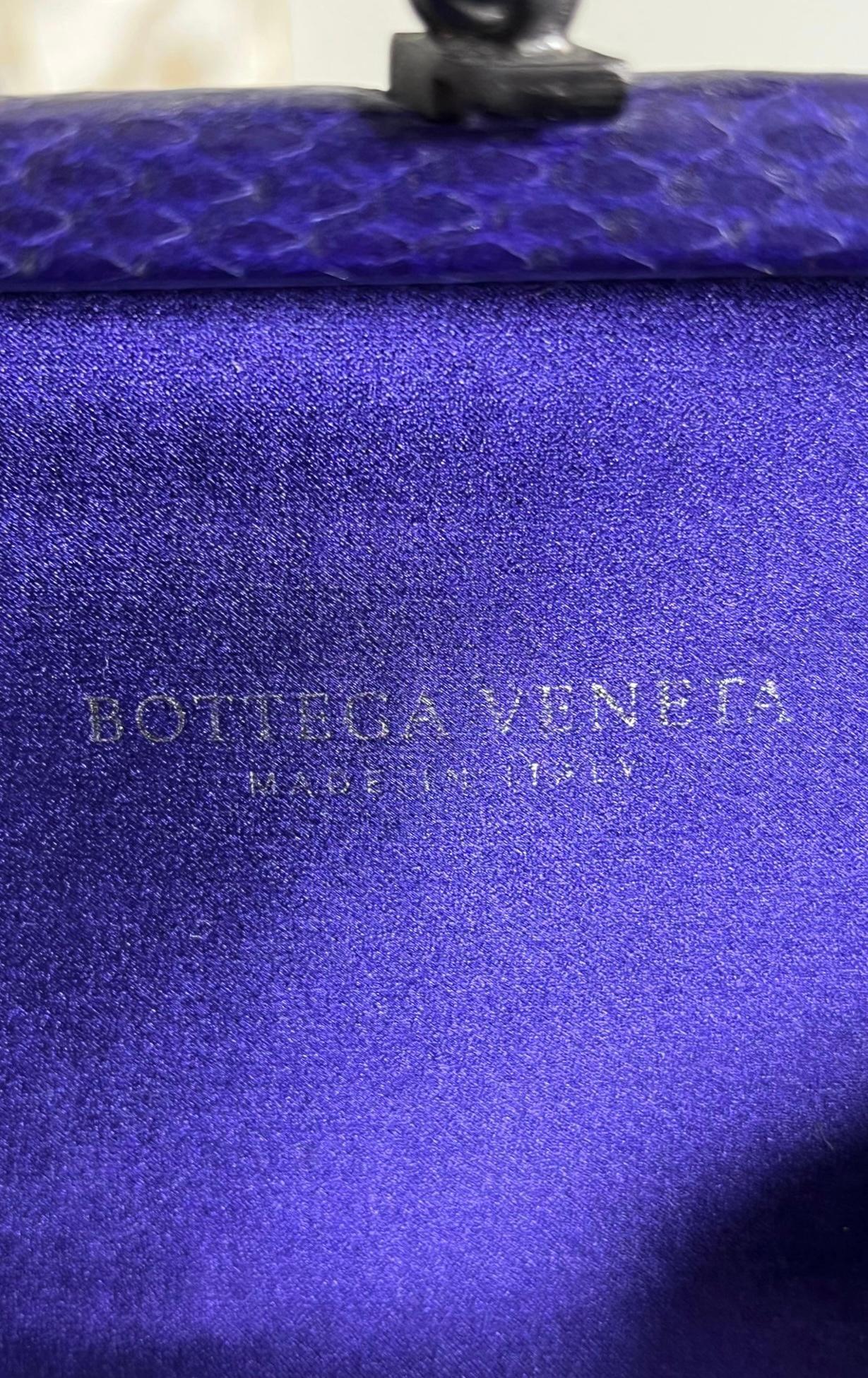 Bottega Veneta Satin & Snakeskin Trim Top Knot Clutch Bag 6