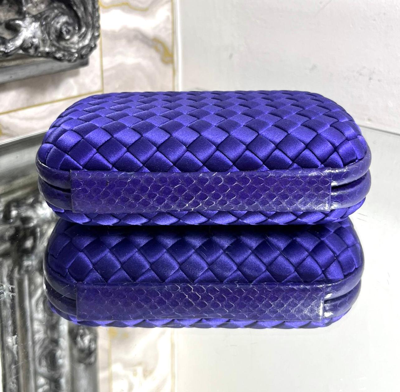 Bottega Veneta Satin & Snakeskin Trim Top Knot Clutch Bag 1