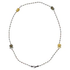 Bottega Veneta Scarab Necklace With Fresh Water Pearls, Oxidized Sterling Silver