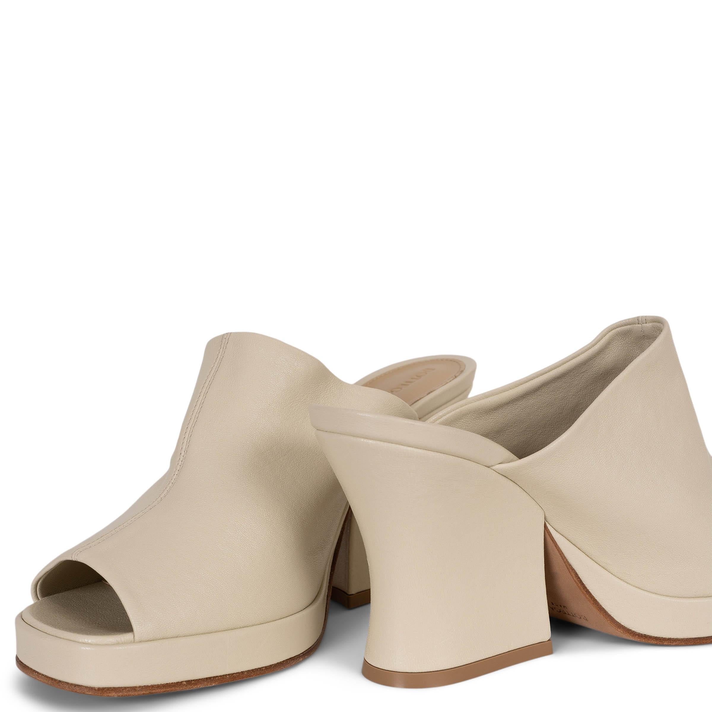 BOTTEGA VENETA Sea Salt cream leather 2021 STACK WEDGE MULE Sandals Shoes 38.5 For Sale 1
