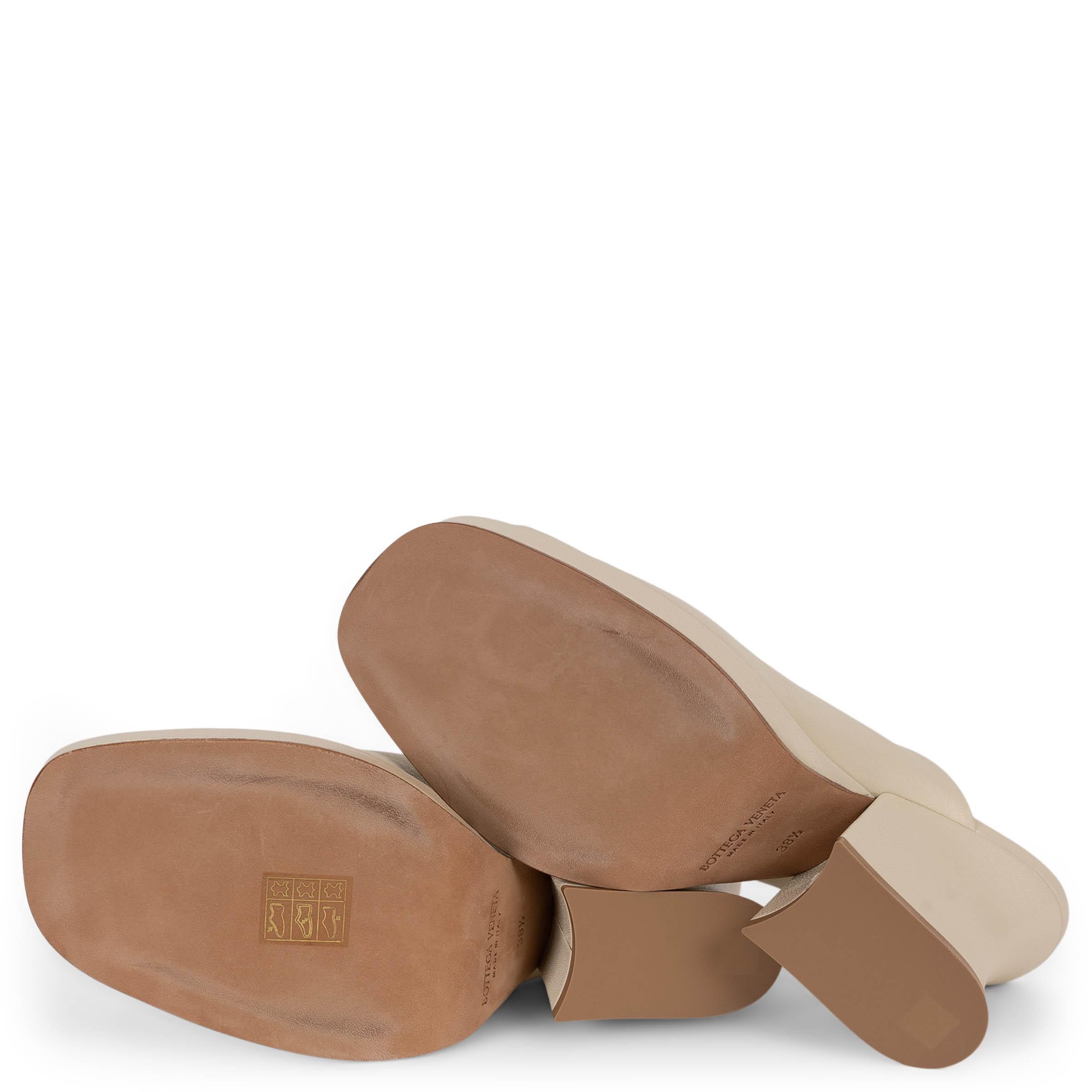 BOTTEGA VENETA Sea Salt cream leather 2021 STACK WEDGE MULE Sandals Shoes 38.5 For Sale 3