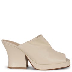 BOTTEGA VENETA Sea Salt cream leather 2021 STACK WEDGE MULE Sandals Shoes 38.5