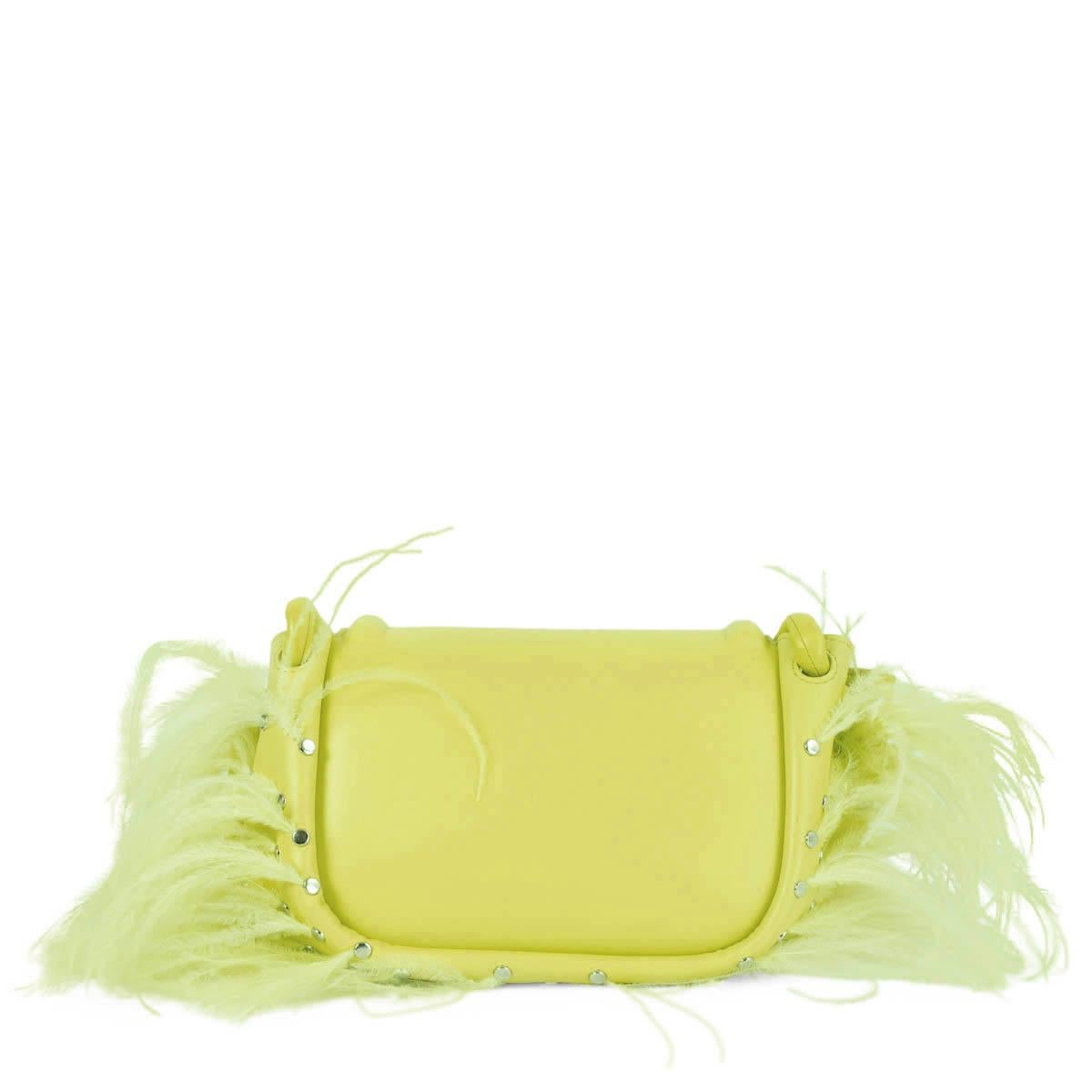 Yellow BOTTEGA VENETA Seagrass leather 2021 BEAK FEATHER TRIM Shoulder Bag For Sale