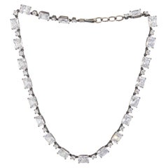 Bottega Veneta collana corta in argento sterling ossidato con zirconio cubico