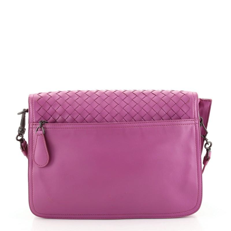 Pink Bottega Veneta Side Tie Chain Flap Bag Leather and Intrecciato Nappa Medi