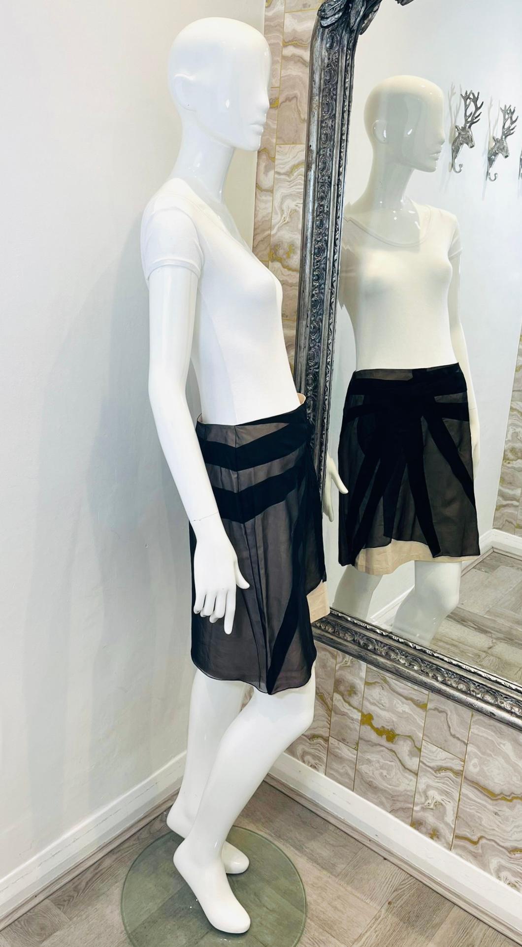 Black Bottega Veneta Silk & Cotton Layered Skirt For Sale