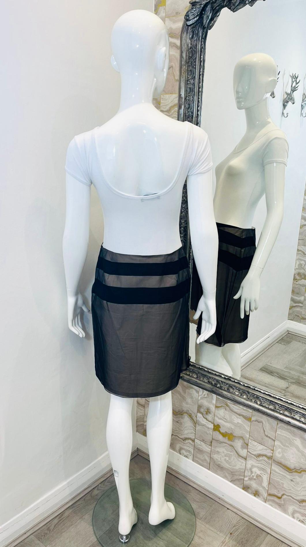 Bottega Veneta Silk & Cotton Layered Skirt In Excellent Condition For Sale In London, GB