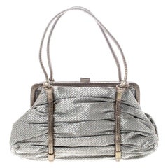 Bottega Veneta Silver/Bronze Metallic Fabric Satchel