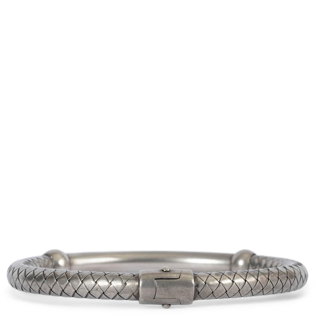 BOTTEGA VENETA Silber INTRECCIATO DETAILED STERLING Armreif Armband aus Silber im Zustand „Hervorragend“ in Zürich, CH