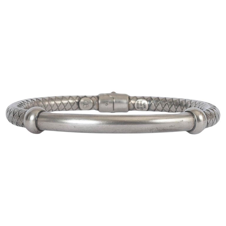 BOTTEGA VENETA silver INTRECCIATO DETAILED STERLING Bangle 