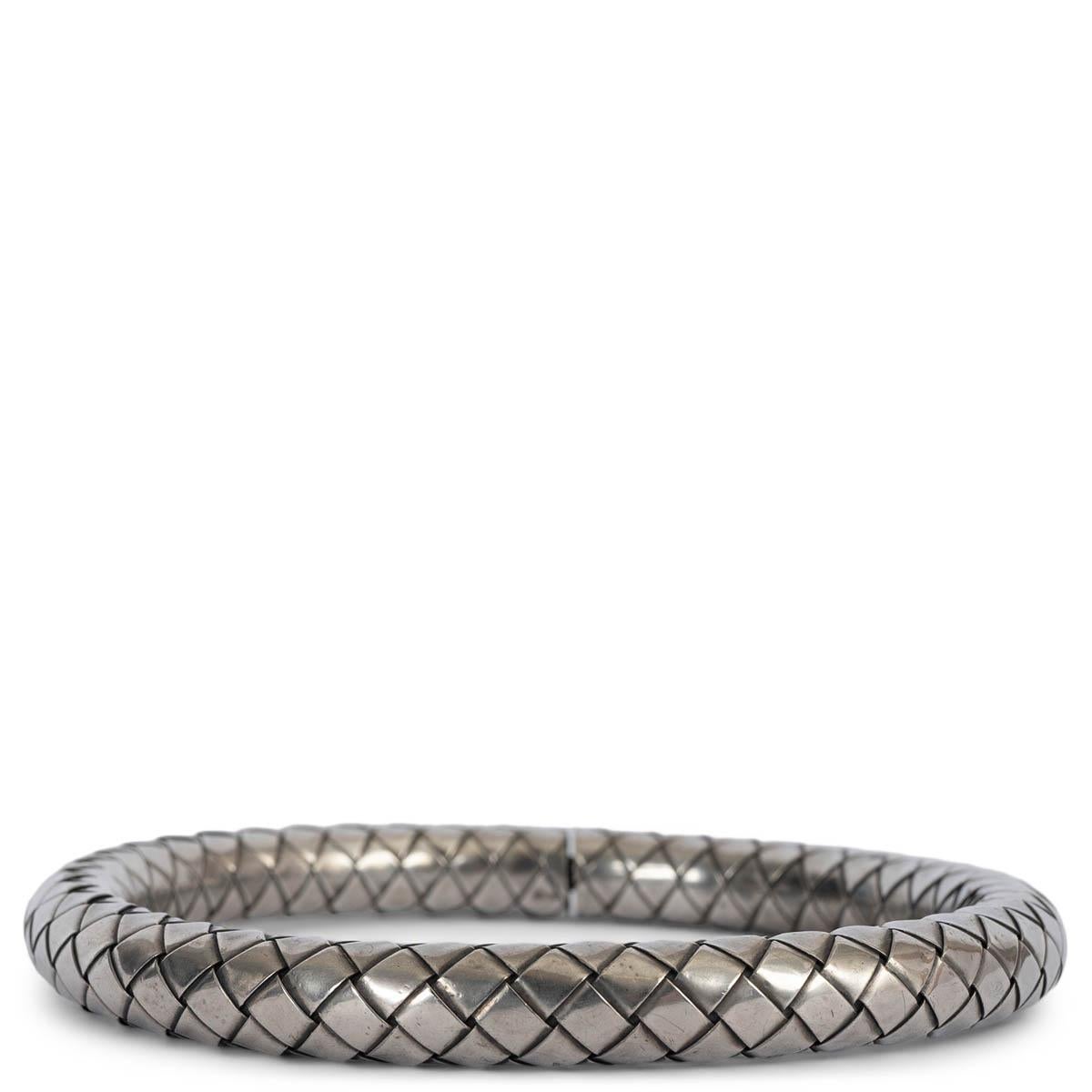 BOTTEGA VENETA silver INTRECCIATO STERLING Bangle Bracelet In Excellent Condition For Sale In Zürich, CH